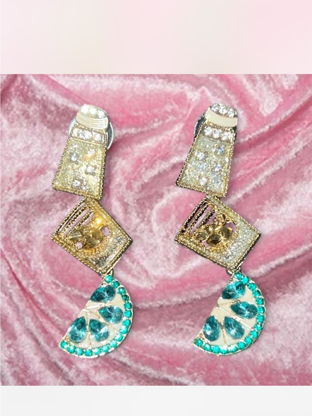 Elegant Gold and Teal Drop Earrings